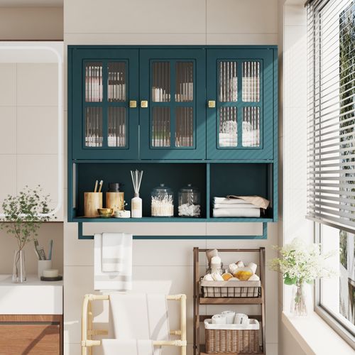 Armoire Murale Vert Foncé 88 X 26 X 82,5 Cm Pour Salle De Bain