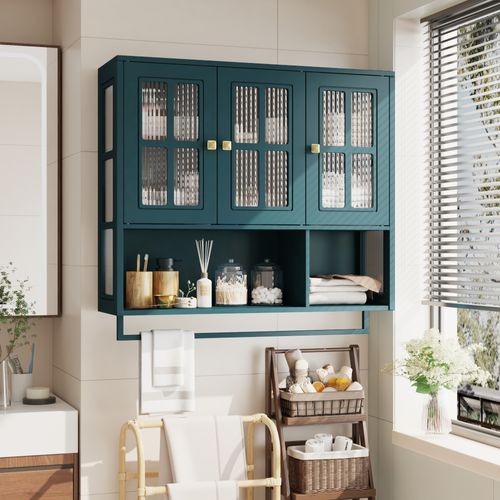 Armoire Murale Vert Foncé 88 X 26 X 82,5 Cm Pour Salle De Bain