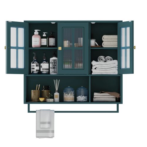 Armoire Murale Vert Foncé 88 X 26 X 82,5 Cm Pour Salle De Bain