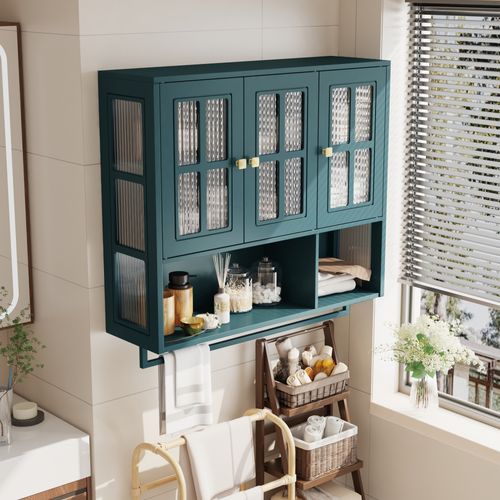 Armoire Murale Vert Foncé 88 X 26 X 82,5 Cm Pour Salle De Bain