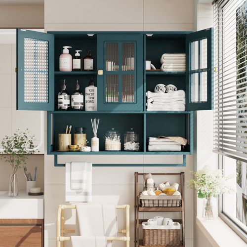 Armoire Murale Vert Foncé 88 X 26 X 82,5 Cm Pour Salle De Bain