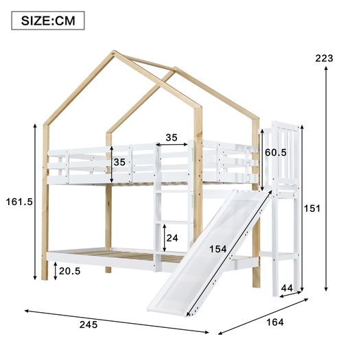 Lit Superposé 90x200 Cm Avec Toboggan Et échelle Sécurisée