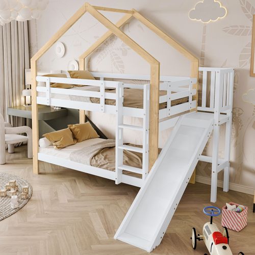 Lit Superposé 90x200 Cm Avec Toboggan Et échelle Sécurisée