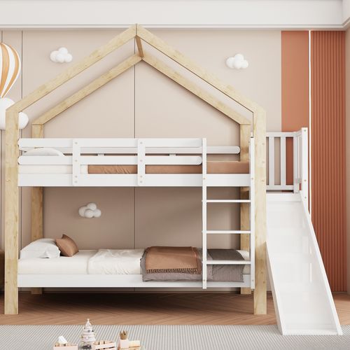 Lit Superposé 90x200 Cm Avec Toboggan Et échelle Sécurisée