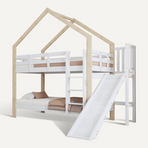 Lit Superposé 90x200 Cm Avec Toboggan Et échelle Sécurisée