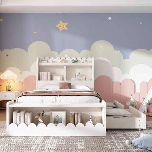 Lit Enfant 90x190 Cm Avec Rangement Et étagère Intégrée