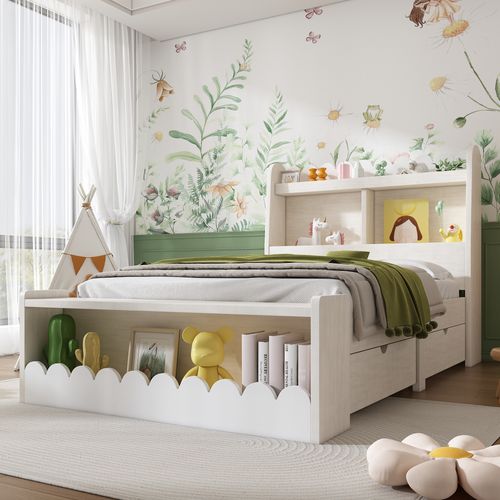 Lit Enfant 90x190 Cm Avec Rangement Et étagère Intégrée