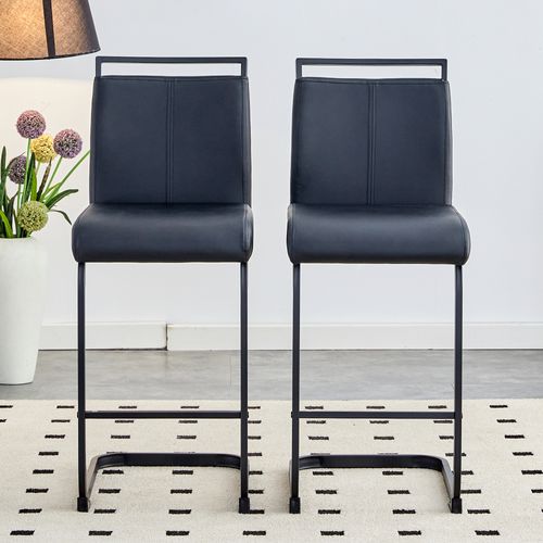 Lot De 2 Tabourets De Bar Noirs 96,5 Cm Pour Cuisine Et Restaurant