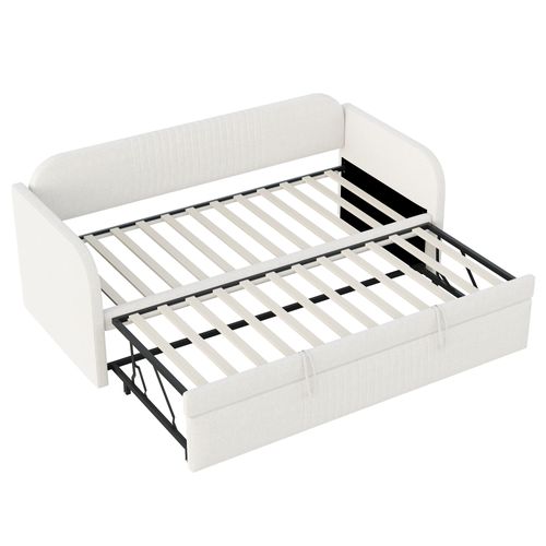 Canapé-lit 90x190 Cm Avec Structure Extensible En 180x190 Cm Tissu Beige