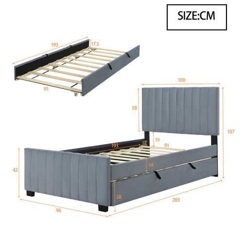 Lit Gigogne 90x190 Cm Avec Gris