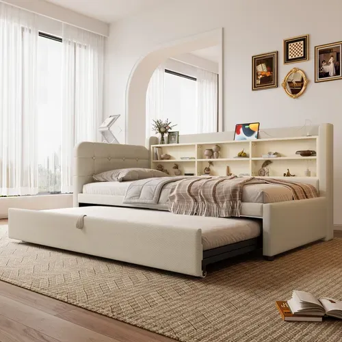 Lit Gigogne 90x200 Cm Avec Beige
