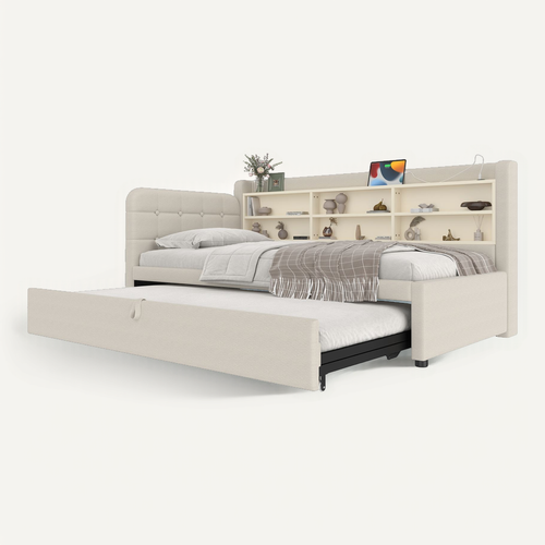 Lit Gigogne 90x200 Cm Avec Beige