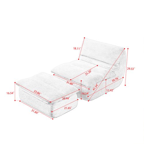 Fauteuil Poire Vert En Velours Côtelé Avec Repose-pieds Chaise Lounge Moderne