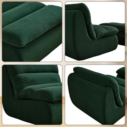 Fauteuil Poire Vert En Velours Côtelé Avec Repose-pieds Chaise Lounge Moderne