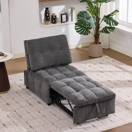 Fauteuil Convertible Gris 68 X 95 X 76 Cm Pour Petit Espace