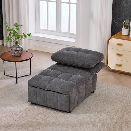 Fauteuil Convertible Gris 68 X 95 X 76 Cm Pour Petit Espace