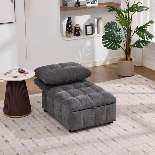 Fauteuil Convertible Gris 68 X 95 X 76 Cm Pour Petit Espace