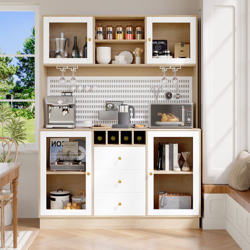 Buffet Haut Blanc 140 X 40 X 185,7 Cm Avec LED
