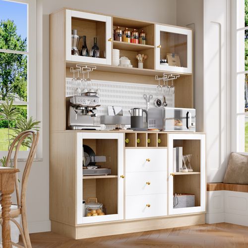 Buffet Haut Blanc 140 X 40 X 185,7 Cm Avec LED