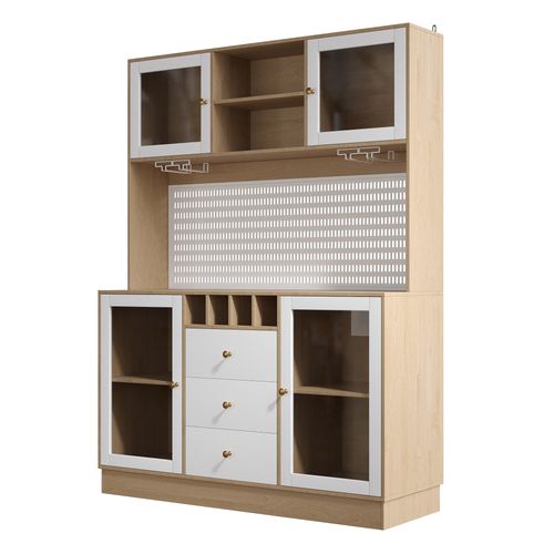 Buffet Haut Blanc 140 X 40 X 185,7 Cm Avec LED