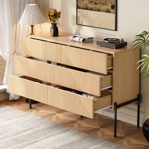 Commode 6 Tiroirs Avec Structure En Mdf Et Finition Naturelle