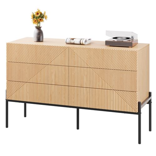 Commode 6 Tiroirs Avec Structure En Mdf Et Finition Naturelle