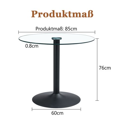 Table De Bar Ronde Verre Transparent Et Métal Noir 85 X 76 Cm