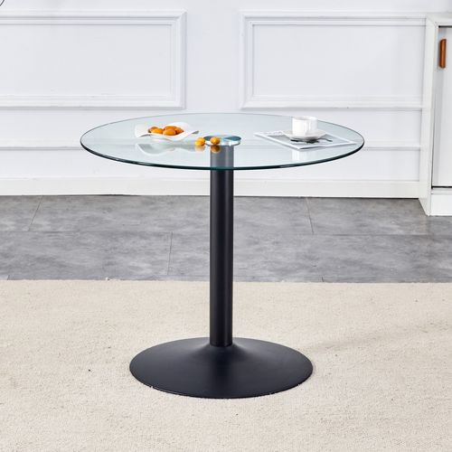 Table De Bar Ronde Verre Transparent Et Métal Noir 85 X 76 Cm