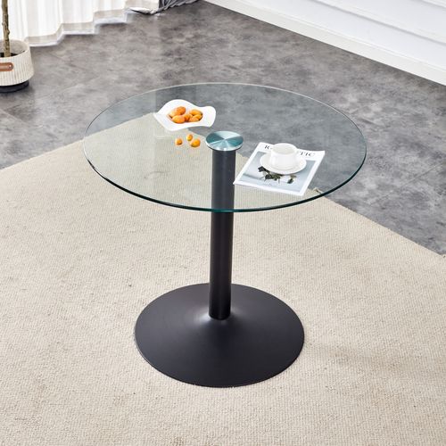 Table De Bar Ronde Verre Transparent Et Métal Noir 85 X 76 Cm