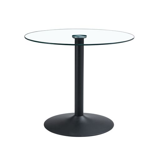 Table De Bar Ronde Verre Transparent Et Métal Noir 85 X 76 Cm