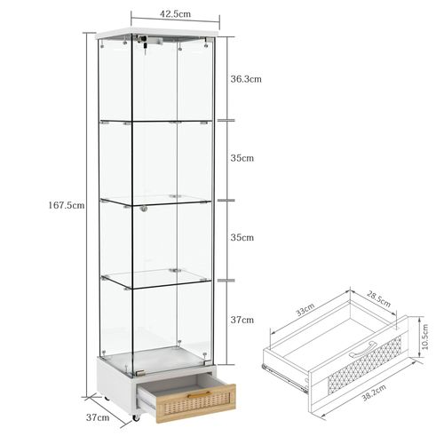 Vitrine 167 Cm Avec Structure En Mdf Et Verre Trempé Blanc