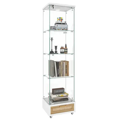 Vitrine 167 Cm Avec Structure En Mdf Et Verre Trempé Blanc