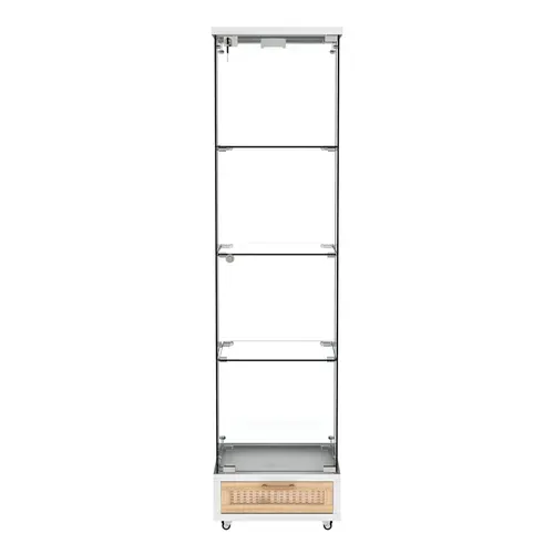 Vitrine 167 Cm Avec Structure En Mdf Et Verre Trempé Blanc