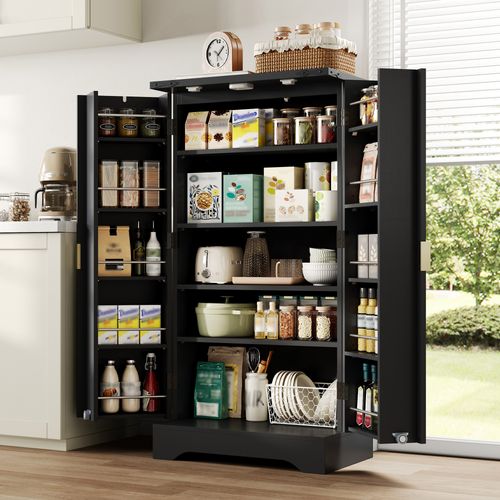 Buffet Haut Noir 120 X 60,5 X 40 Cm Avec éclairage LED Et Rangements