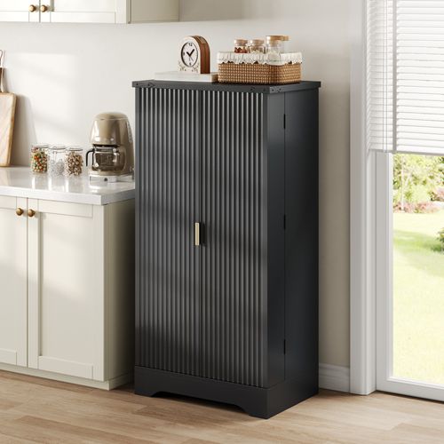 Buffet Haut Noir 120 X 60,5 X 40 Cm Avec éclairage LED Et Rangements
