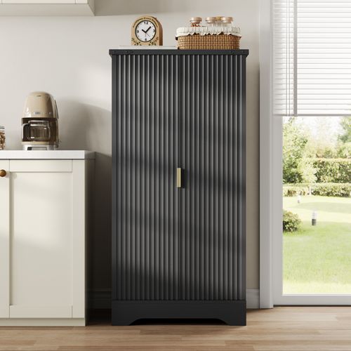 Buffet Haut Noir 120 X 60,5 X 40 Cm Avec éclairage LED Et Rangements
