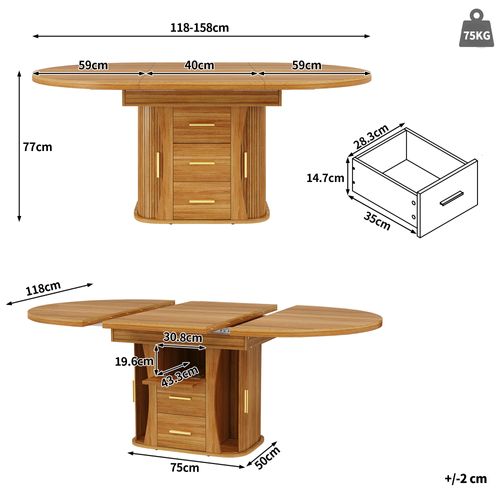 Table Extensible Noyer 118-158 X 118 Cm Pour Séjour Ou Bureau