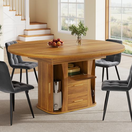 Table Extensible Noyer 118-158 X 118 Cm Pour Séjour Ou Bureau