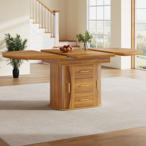 Table Extensible Noyer 118-158 X 118 Cm Pour Séjour Ou Bureau