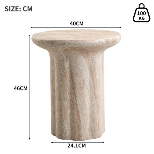 Table D’appoint En Mgo Avec Finition Travertin Beige