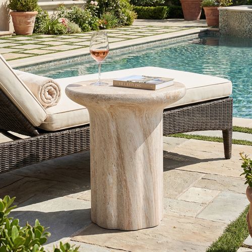 Table D’appoint En Mgo Avec Finition Travertin Beige