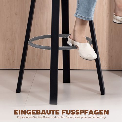 Lot De 2 Tabourets De Bar Noirs Pivotants 360° Avec Dossier Pour Cuisine