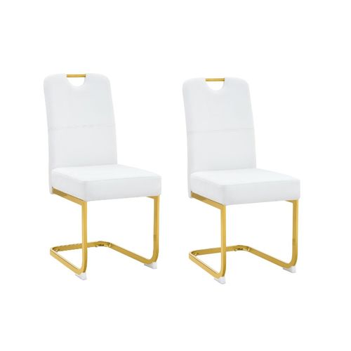 Lot De 2 Chaises Blanches En Pu Design Ergonomique Pour Salle à Manger