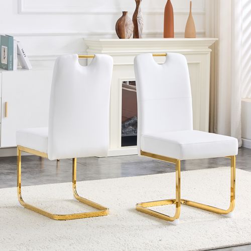 Lot De 2 Chaises Blanches En Pu Design Ergonomique Pour Salle à Manger
