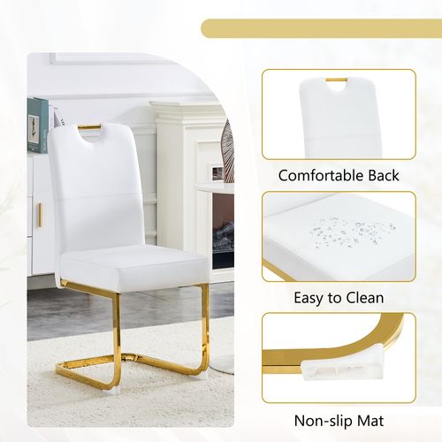Lot De 2 Chaises Blanches En Pu Design Ergonomique Pour Salle à Manger