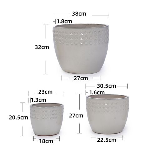 Pot De Fleurs En Céramique Avec Trou De Drainage, Blanc Ancien Brillant