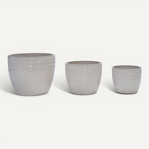 Pot De Fleurs En Céramique Avec Trou De Drainage, Blanc Ancien Brillant
