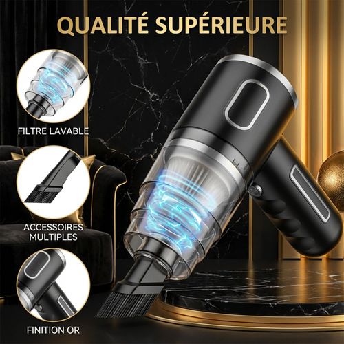 Aspirateur à main sans fil HEPA rechargeable USB 29000Pa pour voiture, maison et bureau