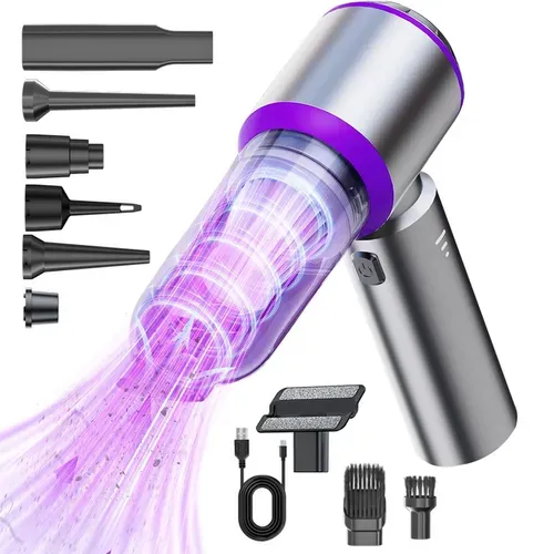 Aspirateur à Main 3-en-1 Sans Fil USB-c 15kpa, Souffleur Et Pompe, Batterie 6000mah