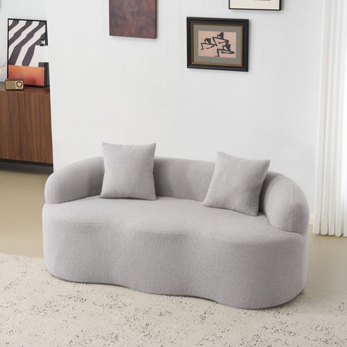 Canapé Compressé 2 Places Gris Clair Au Design Ondulé Pour Salon Ou Chambre